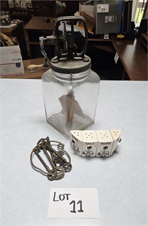 Antique "08" Hand Churn, S&P Sets & Brass Keys