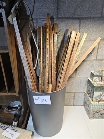 Large Lot of Mixed Vintage Yard Sticks & Rulers