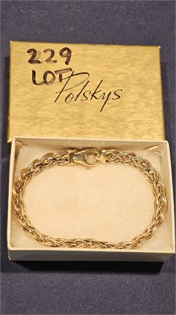 14k Double Curb Link Bracelet 8" 7.3 dwt