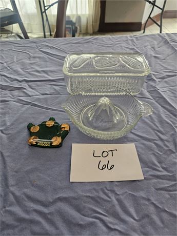 Vintage Clean Refrigerator Lidded Dish, Clear Juicer, and More
