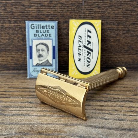 Vintage Gillette Tech 3-Piece Ball End Razor w/ Old Blades - AWESOME