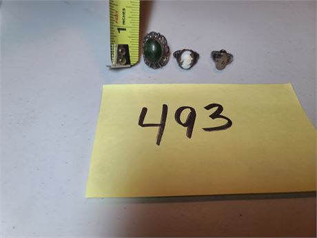 3 Women's Sterling Rings .30 ozt total weight