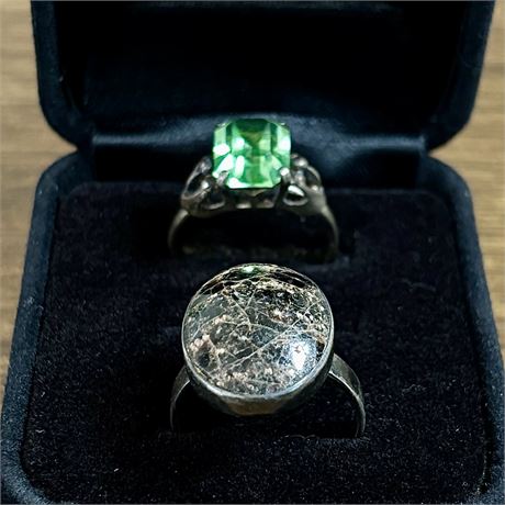Vintage Sterling Silver 925 Sarah Coventry and Cabochon Rings - Size 6
