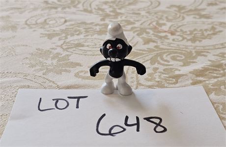 Vintage "Angry Smurf" Peyo Figurine - Features Black PVC Body, Portugal - White