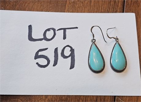 Sterling and Turquoise Teardrop Earrings - 0.20 ozt - Includes Stones