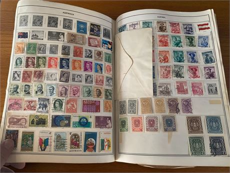 Vintage Stamp Album W/Stamps From All Over The World