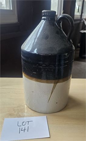 Antique Two-Tone Stoneware 1 Gallon Whiskey Jug