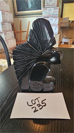 Black Onyx Obsidian Carved Tiki Sculpture