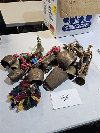 Vintage Mixed Lot of Brass Bells : India/Middle East/Cow/Goat/Ceremonial & More