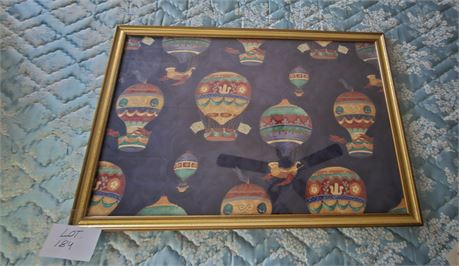 Framed Cloth Hot Air Balloon Art