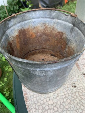 Silver Metal Galvanized Bucket Planter