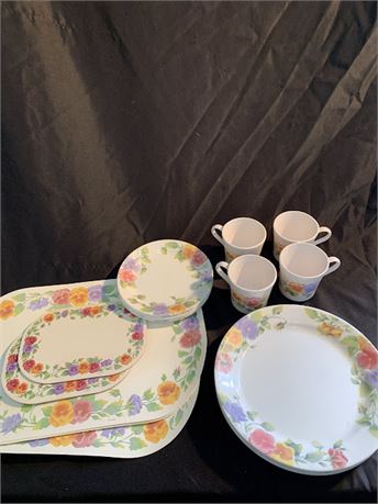 Corelle Corningware Dinner Dishware Summer Blush Pattern Plates Cups Placemats