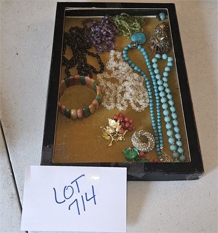 Semi-Precious Stone Necklaces, Coral Brooch & Earring, Jasper Bracelet & More