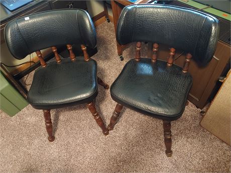2-Vintage Brody Seating Maple/Black Leather Chairs