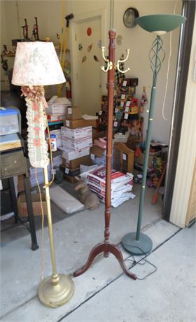 2 Floor Lamps, Coat Rack