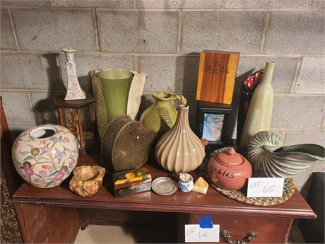 Home Decor Lot: Mixed Pottery / Vases / Marbles & Much More