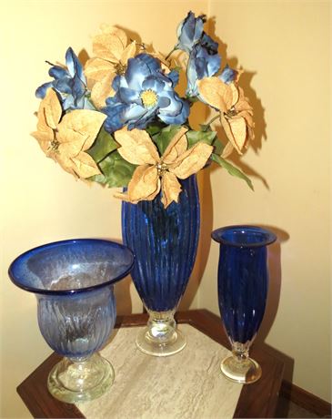 Blue Vases, Flower Arrangement