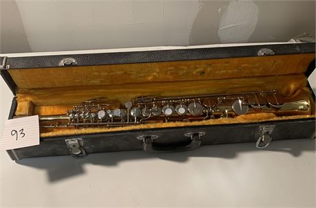 Vintage Soprano Saxophone Engraved Oriental With Case