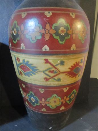 Antique Native American Tall Earthen Clay Painted Tall Jug