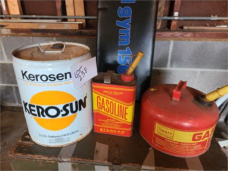 Mixed Metal Gas Cans:5 Gal Kerosene + 2.5 & 1 Gal Cans