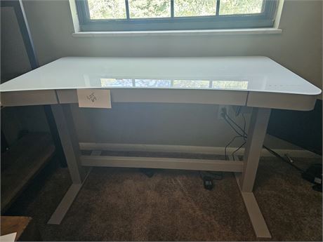 All Modern Electric Adjustable Office Desk With Glass Top Multiple Lift Settings