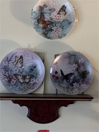 Lena Liu Butterfly Collector Plates With Display - Set of 3 - Includes COA