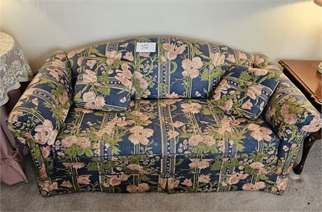 Vintage Upholstered "Granny" Floral Loveseat with Rolled Arms