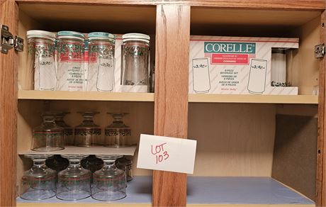 Corelle Holiday Set Drinking Glasses & Sherberts