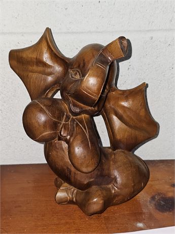 Carved Wood Dumbo Figurine