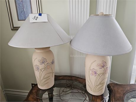 Matching Pottery Floral Lamps