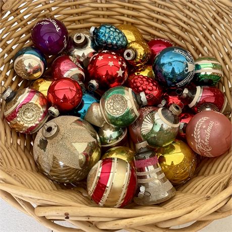 Great Collection of Vintage SHINY BRITE Glass Christmas Ornaments