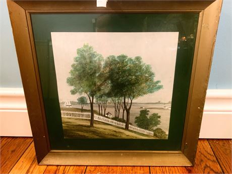 Framed American Folk Art Landscape Art Print