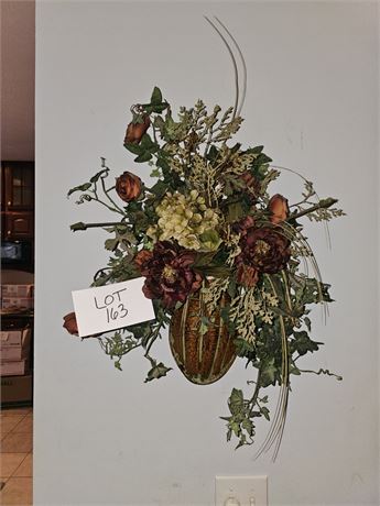 Fall Color Faux Floral Wall Hanging 24”H