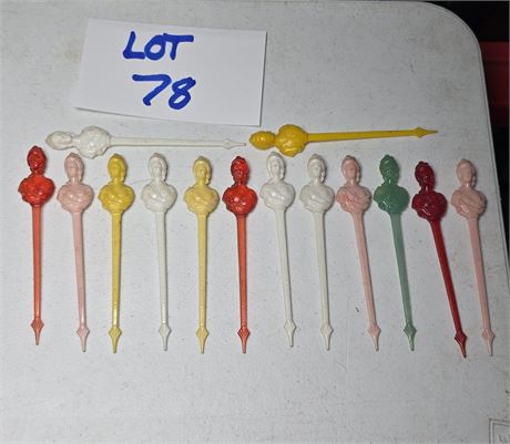 Vintage Plastic Swizzle Sticks Drink Stirrers