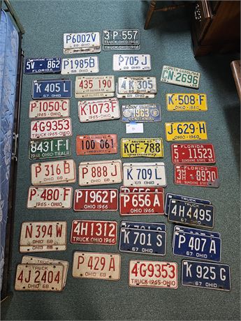 Mixed 1960's License Plate Lot: West Virginia/Illinois/Ohio/TRUCK & More