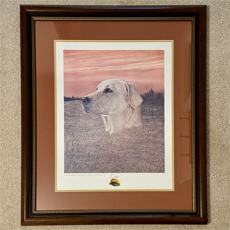 SIGNED Lloyd Hovland Artist Proof Labrador Dog Framed Art - 25.5 x 30