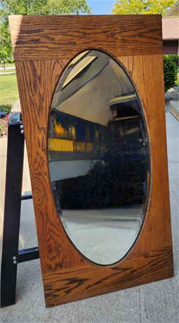 Large Oak Wood Mirror