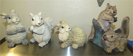 Chipmunk, Rabbit Figurines