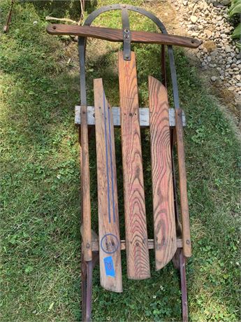 Vintage American Racer Wood And Metal Sled Sleigh Toboggan