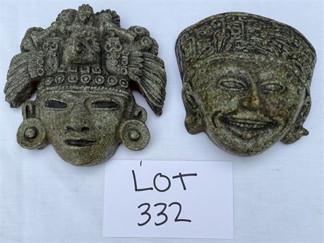 Crashed Malachite Mayan Aztec Warrior Mask