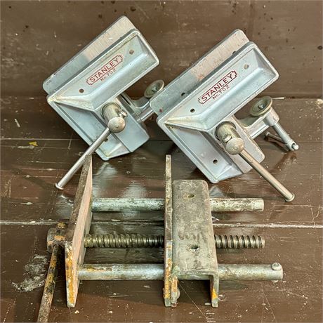 Pair of Vintage Stanley No. 702 Corner Vises + Additional