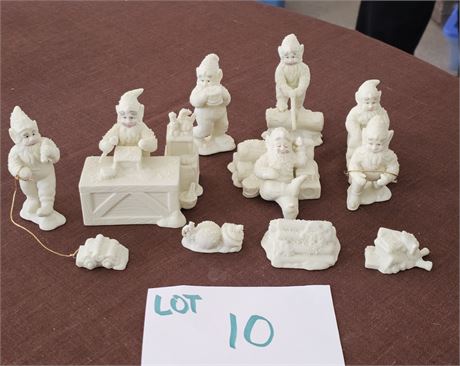 Santa Gnomes Ceramic Snow Babies Style Figurine Set Sizes Vary