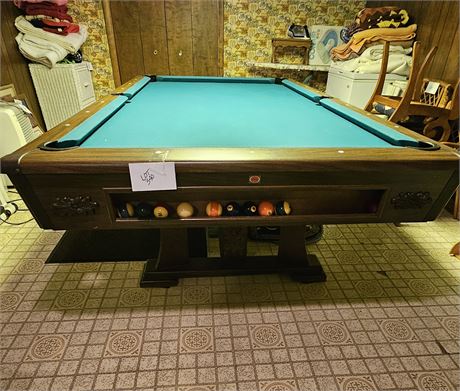 Standard Size Pool Table With Sticks, Balls & Rack