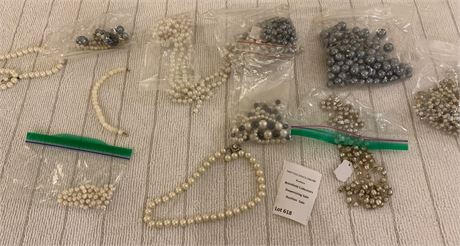 Broken Faux Pearl Necklace Crafting Lot