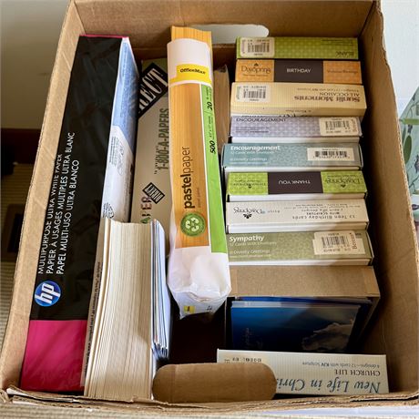 Box of New/Unused Stationery and Paper Stock