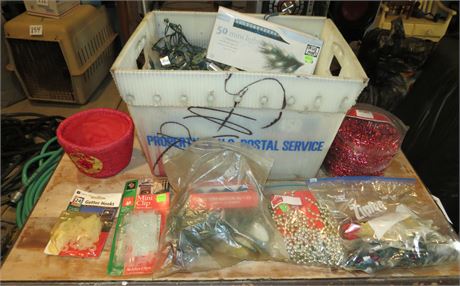 Tote of Christmas Decorations