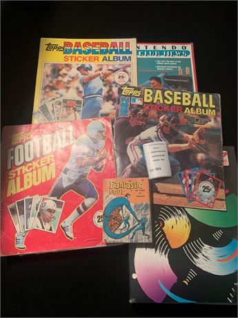 Vintage Topps Football & Baseball Sticker Books & More
