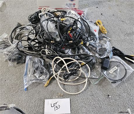 Box Full of Misc Chargers, Cords & More