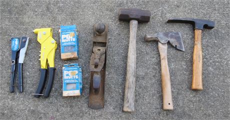 Assorted Tools: Planer, Hammers, Etc