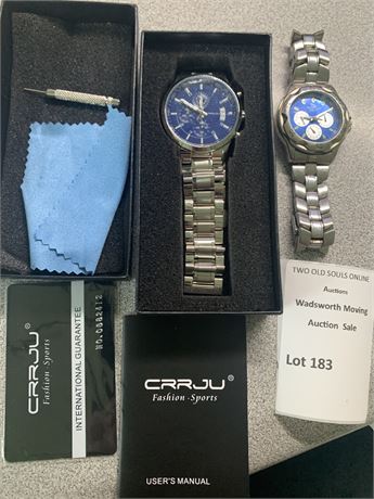 Men's Wristwatch Lot of 2 - CRRJU Fashion Sports & Shark Freestyle
